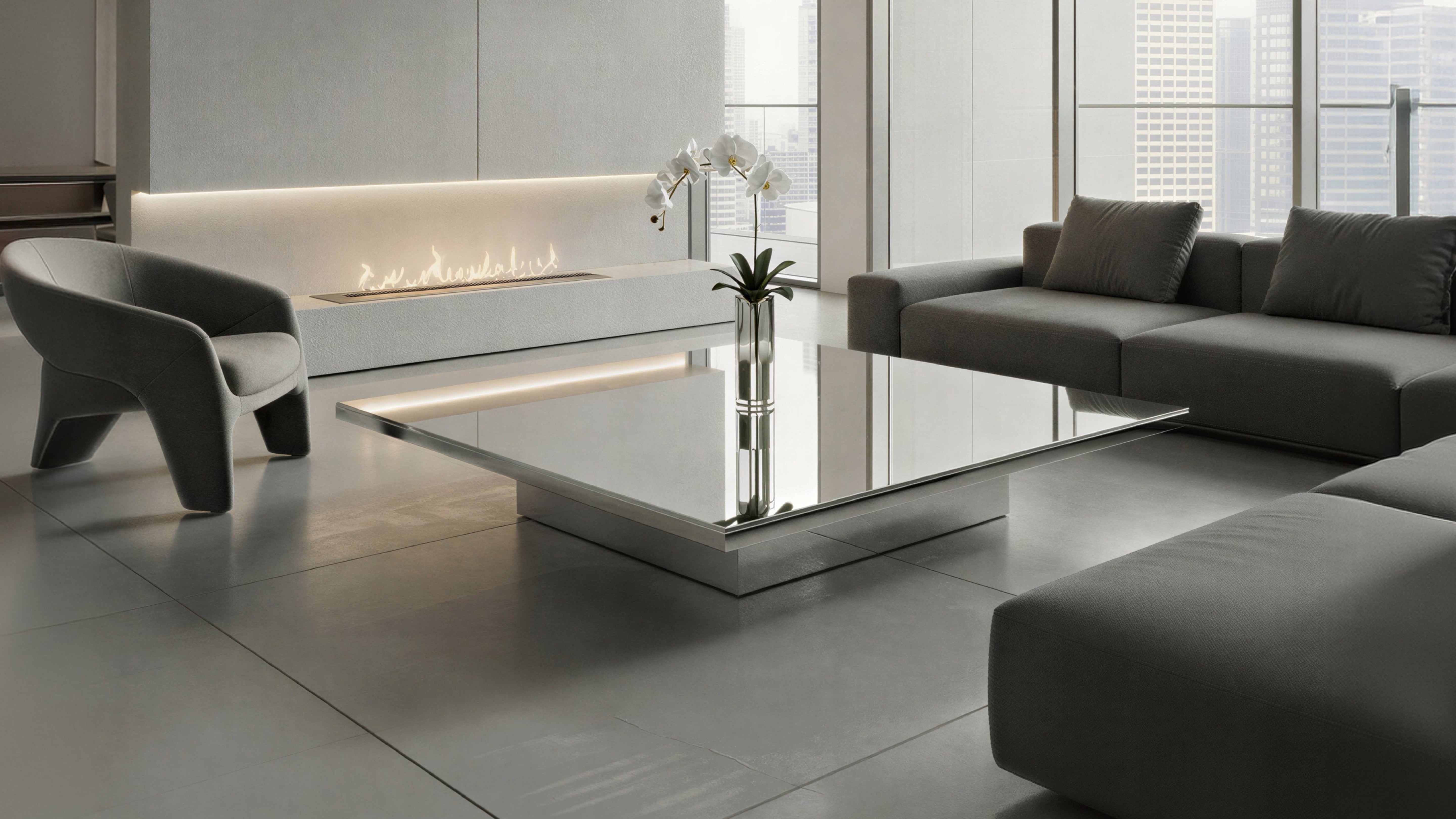 330 Glass Table in a modern living room interior