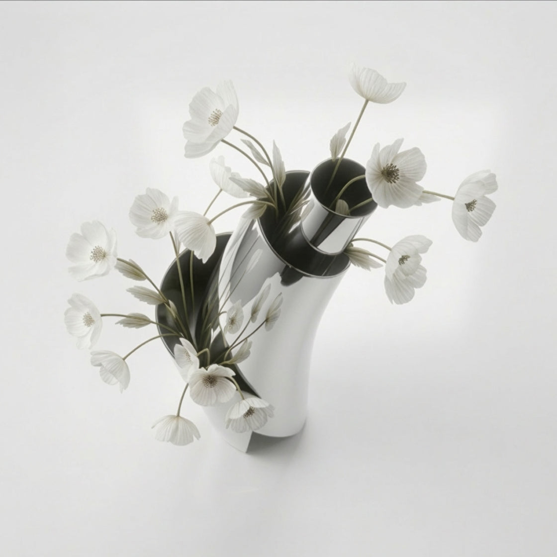 Spiral Vase top view with flowers