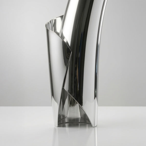 Spiral Vase chrome close-up without flowers